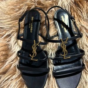 YSL Saint Laurent Cassandra YSL Logo Strappy Sandal